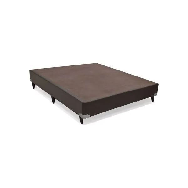 Base Cama Box Casal Couro Sintético Marrom 40x138x188