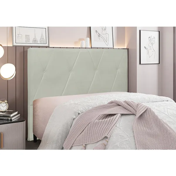 Cabeceira Cama Box Casal 140 Cm Aquilla Veludo Prata S04 ...
