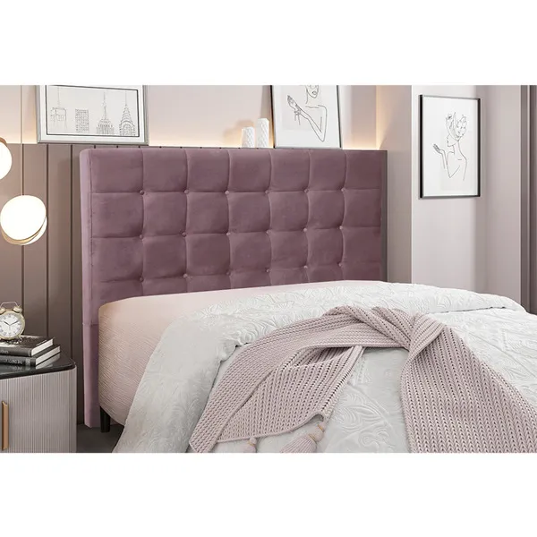 Cabeceira Cama Box Casal 140 Cm Verona Veludo Uva S04 - D...
