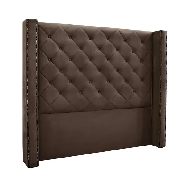 Cabeceira Cama Box Casal 140cm E Recamier Vicenza Veludo S04