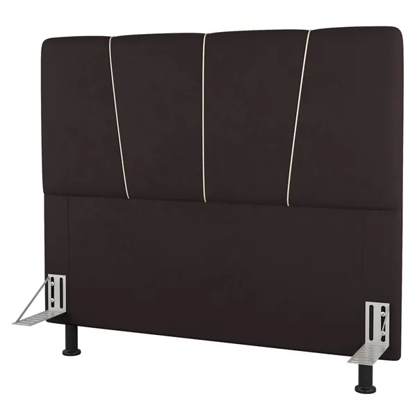 Cabeceira Cama Box Casal Amber 140cm Estofada Linho Marrom -