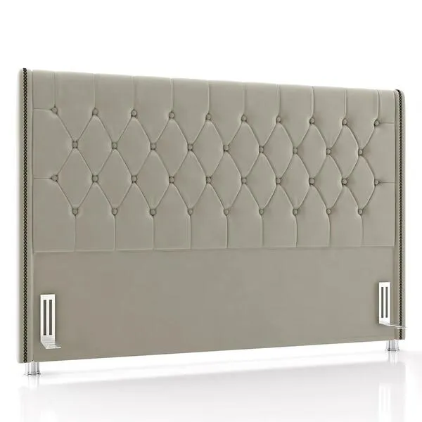 Cabeceira Cama Box Casal King 195cm Florenza Z37 Veludo Bege