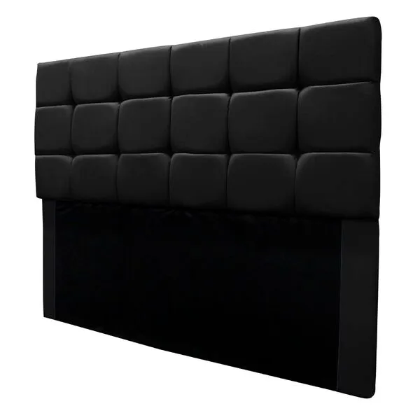 Cabeceira Estofada Cama Box Casal 140 Cm Bianca Suede Preto