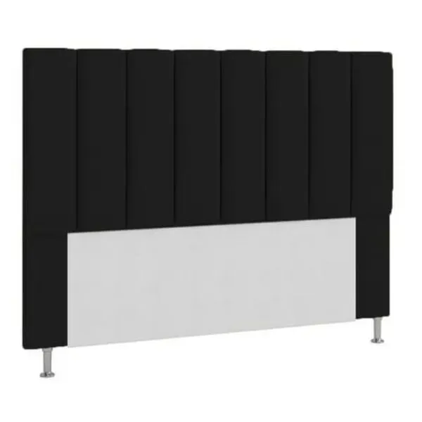 Cabeceira Estofada Cama Box Casal 140 Cm Mavie Suede Preto