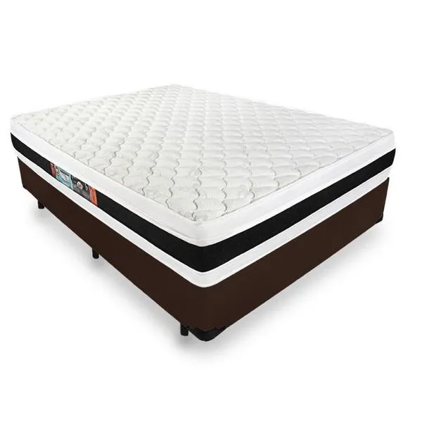 Cama Box Casal + Colchão De Espuma D45 - Castor - Black W...