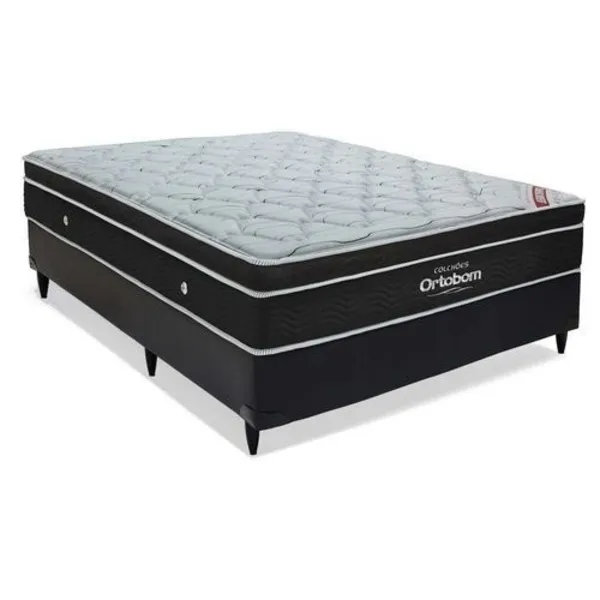Cama Box Casal + Colchão Ortobom Elegant Molas Superpocke...