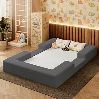 Cama Montessoriana Berço Infantil Espuma Balaqui Decor Grafite