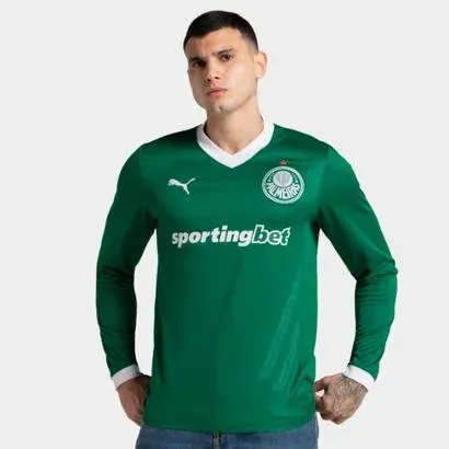 Camisa Manga Longa Palmeiras I 25/26 Torcedor Puma Mascul...