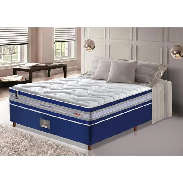 Conjunto Cama Box Casal De Molas Ensacadas D33 Cama Inbox...