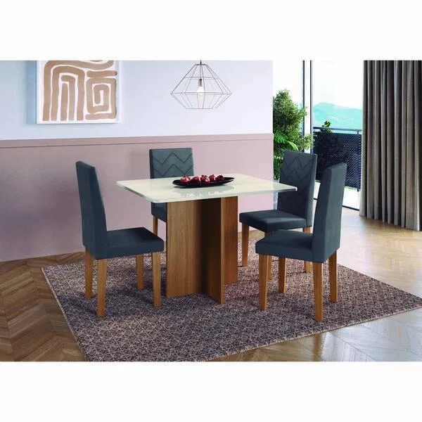 Conjunto Mesa De Jantar 110cm Com 4 Cadeiras Multimóveis ...