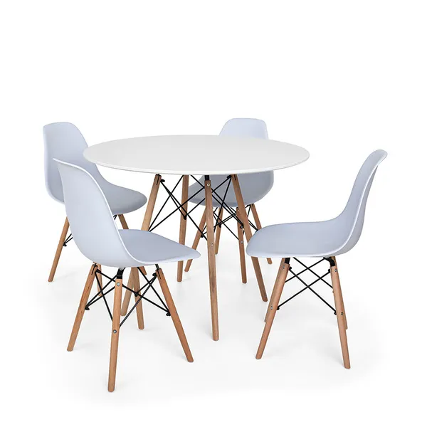 Conjunto Mesa De Jantar Eiffel 90cm Branca Com 4 Cadeiras...