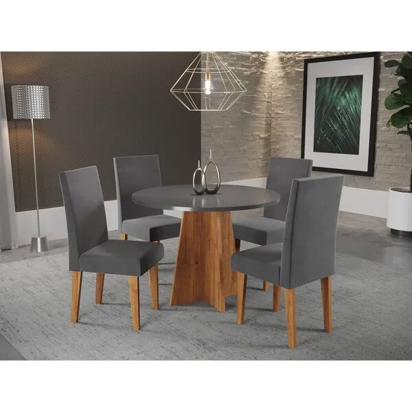 Conjunto Mesa De Jantar Redonda Spirit Com 4 Cadeiras Mel...