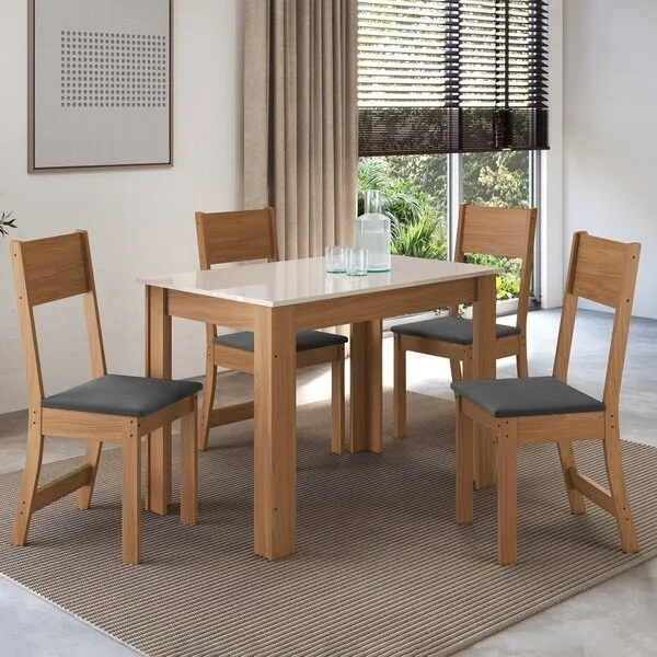 Conjunto Sala De Jantar 1 Mesa 4 Cadeiras Versalhes Freij...