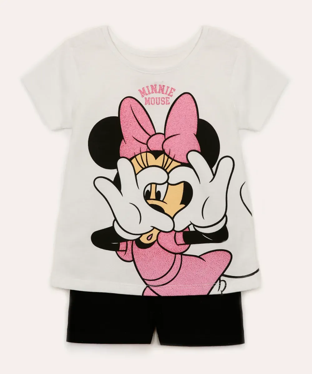 Conjunto Infantil Minnie Off-White 100% Algodão Premium