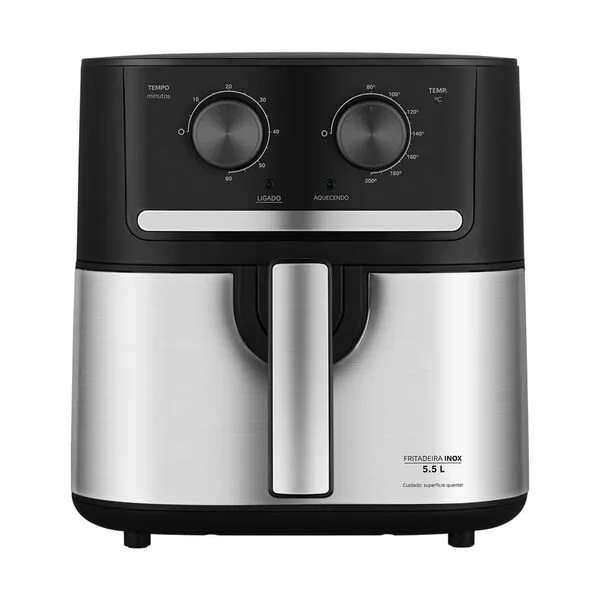 Fritadeira Air Fryer 5 5l Cyclone Preto E Inox Midea Fm55...