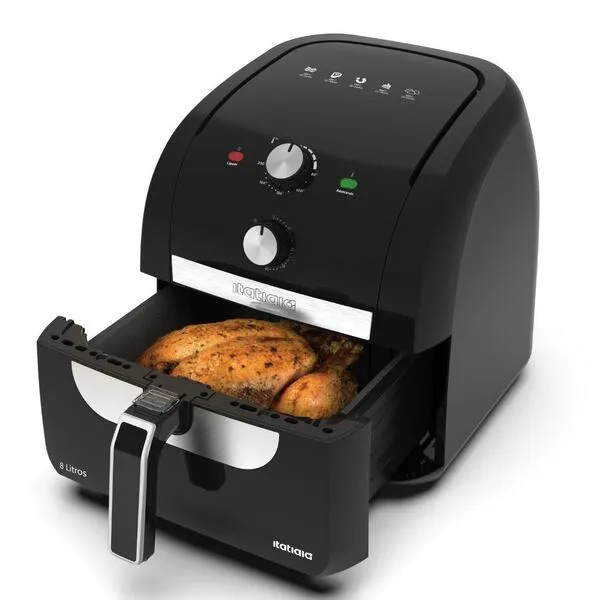 Fritadeira Eletrica Air Fryer Itatiaia 8l Preta Timer 60 Min