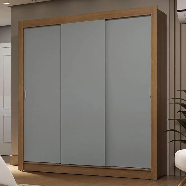Guarda-roupa Casal 3 Portas De Correr Rustic/cinza Sublim...