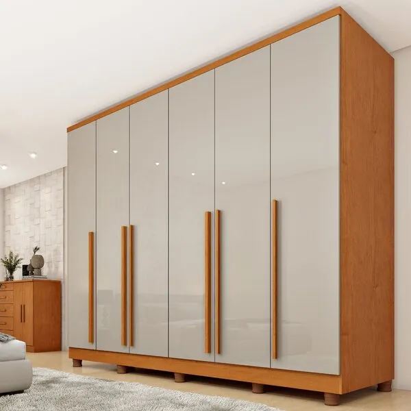 Guarda Roupa Casal 6 Portas 8 Gavetas Puxador Mdf 270cm C...
