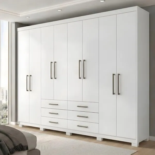 Guarda Roupa Casal 8 Portas E 6 Gavetas Com Pés Master Br...