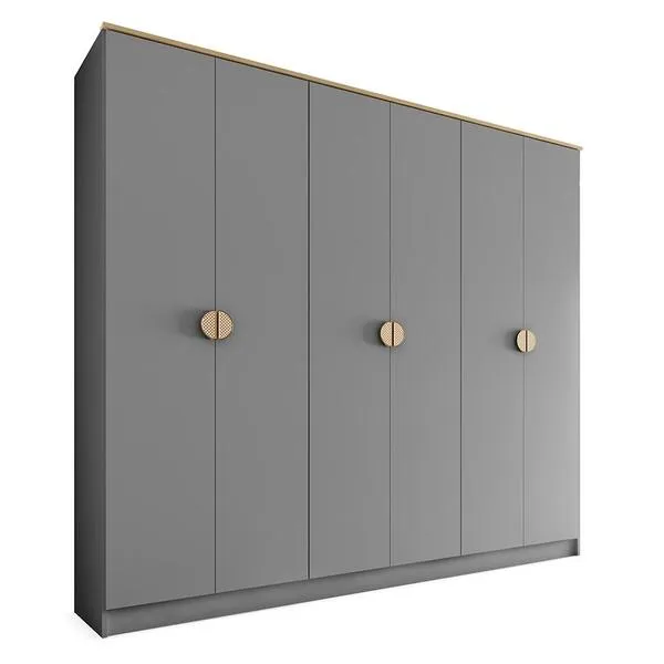 Guarda-roupa Casal Asti 100% Mdf 6 Portas 2 Gavetas Bege