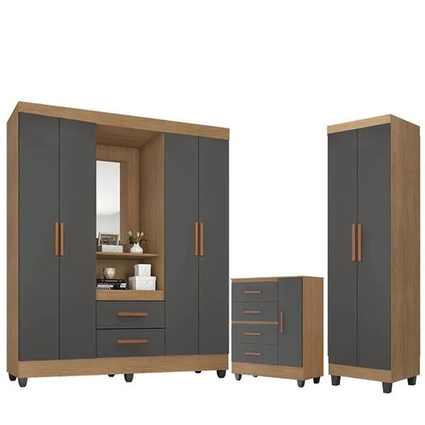 Guarda Roupa Casal Capela Com cômoda Lite 4 Gavetas 01 Porta