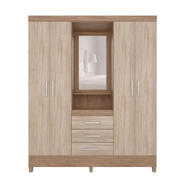 Guarda-roupa Casal Com Espelho Pérsia 4 Pt 3 Gv Nogal