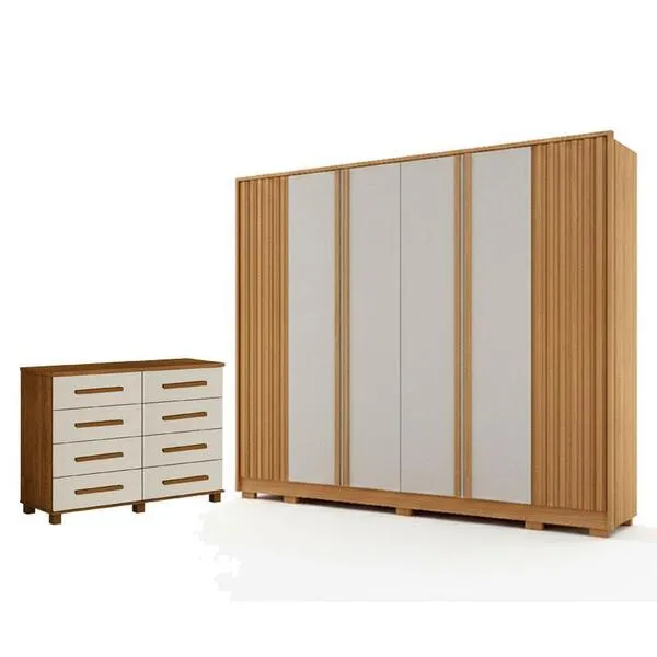 Guarda Roupa Casal Evo 6 Portas Cinamomo E Off-white Com ...