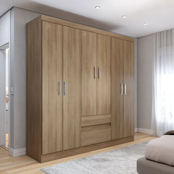 Guarda-roupa Casal Las Vegas 6 Portas 2 Gavetas Nature - ...