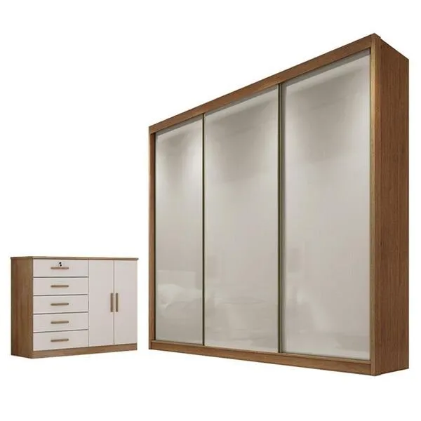 Guarda Roupa Casal Londres E Cômoda Seul Cumaru 25 Fendi ...