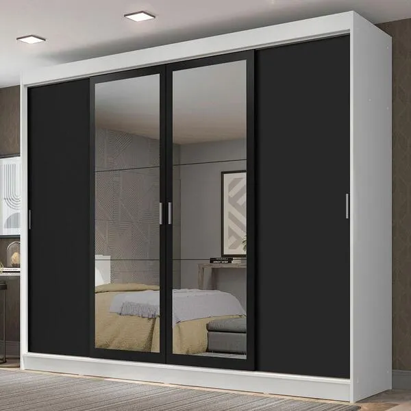 Guarda-roupa Casal Madesa Austin 4 Portas De Correr Com E...