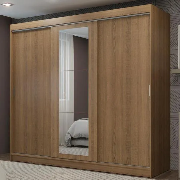 Guarda-roupa Casal Madesa Kansas 3 Portas De Correr Com E...