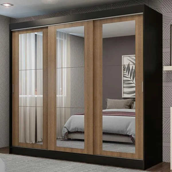 Guarda-roupa Casal Madesa Kansas 3 Portas De Correr De Es...