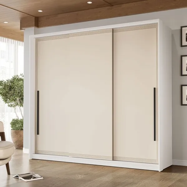 Guarda-roupa Casal Valência 3 Portas 4 Gavetas Branco/cre...