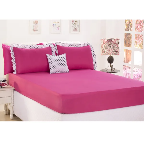 Jogo De Lençol Poa Queen Size 4 Peças Pink Deccoralle
