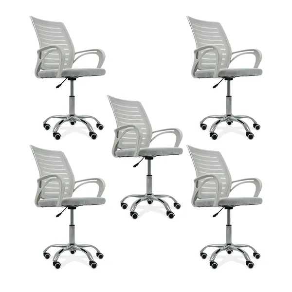 Kit 5 Cadeiras De Escritório Secretaria Diretor Roma Ergo...