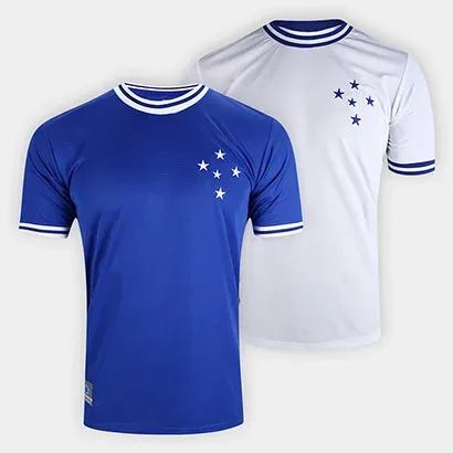 Kit Camisa Cruzeiro RetrôMania Jacquard Masculina - 2 Peç...