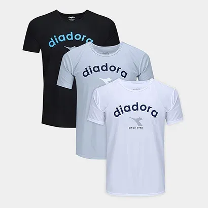 Kit Camiseta Diadora 3 Peças Logo Masculino - Masculino