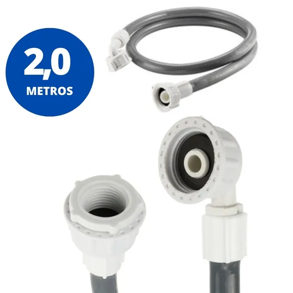 Mangueira Entrada Água Máquina De Lavar Cinza Kaztec - 2m
