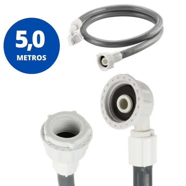 Mangueira Entrada Água Máquina De Lavar Cinza Kaztec - 5m