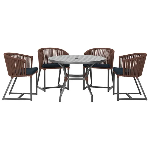 Mesa Com 4 Cadeiras De Jantar Roma 100cm E Noronha Em Alu...