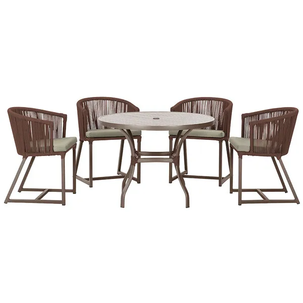Mesa Com 4 Cadeiras De Jantar Roma 100cm E Noronha Em Alu...