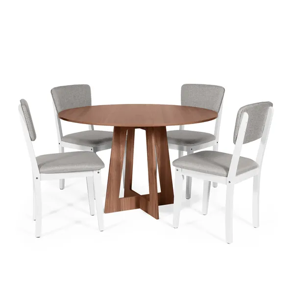 Mesa De Jantar Redonda Montreal Noronha Com 4 Cadeiras Es...