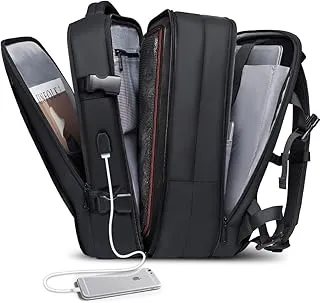 Mochila de Viagem Expansível Impermeável com Cabo USB Preto