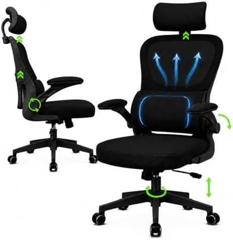 Cadeira de Escritório Ergonômica NR17 Giratória Preta Rec...