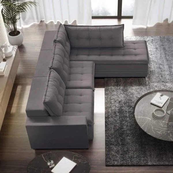 Sofá Retrátil 3 Lugares Com Chaise 296cm Presidente Cinza...