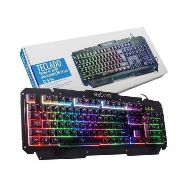 Teclado Gamer Metal Com Iluminação Led Bk-g200 Exbom