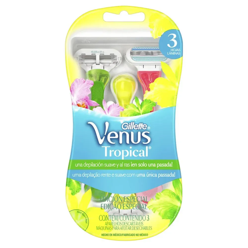 Aparelho de Depilação Venus Tropical com 3 Lâminas e Aloe Vera