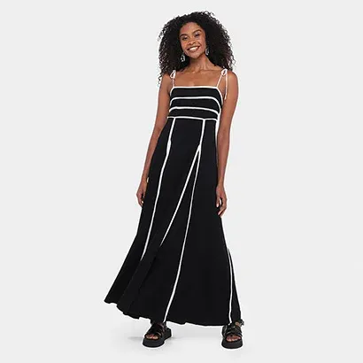 Vestido Farm Cropped Vivo Bicolor - Feminino